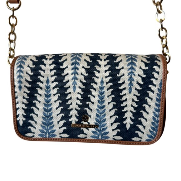 Spartina 449 Handbag Crossbody Purse Geometric Pattern 7"x 4 " Blues White EUC - Picture 1 of 16